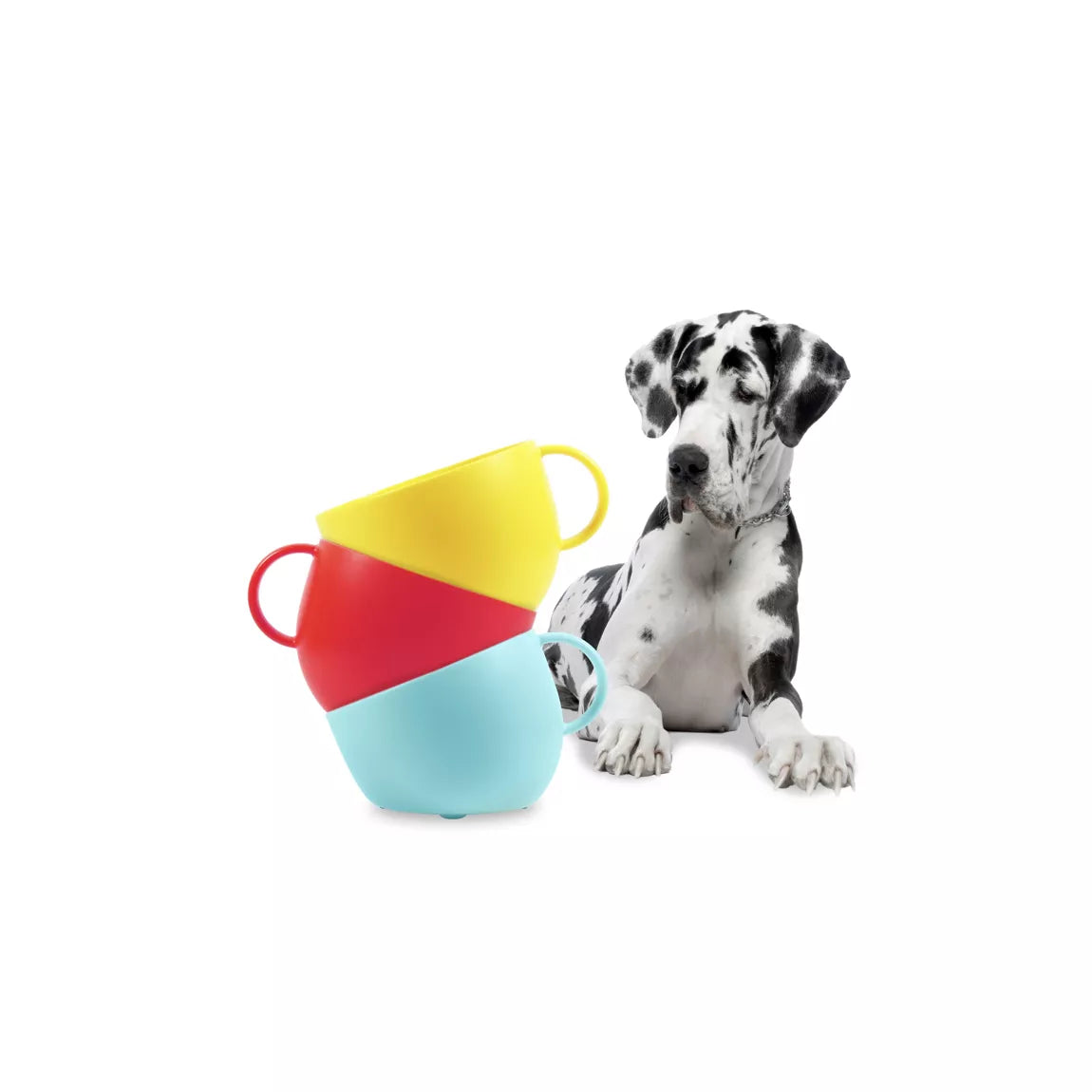 Set of high anti-splash bowl and red saucer mat