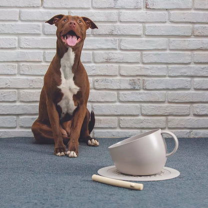 Set of high anti-splash bowl and dove gray under-bowl mat